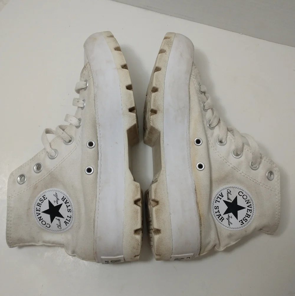Converse All Stars White High Top Platform‎ Lug Sole Sneakers, Women's Size 6.5